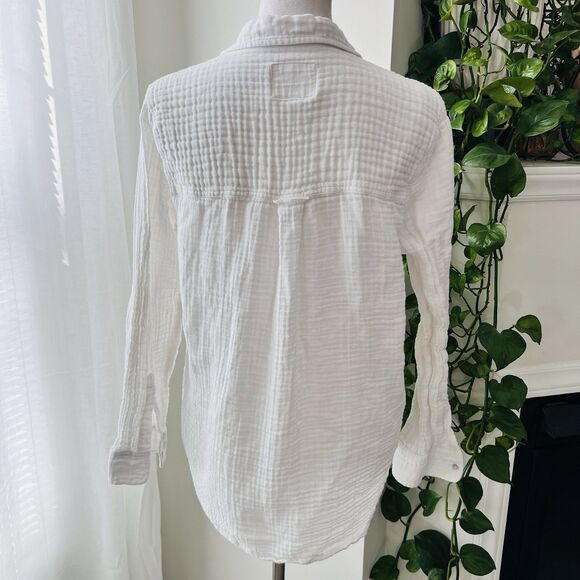 Rails White 100% Indian Cotton Gauze Blouse Relaxed Fit Earthy Boho Vegan - Med - Picture 7 of 10